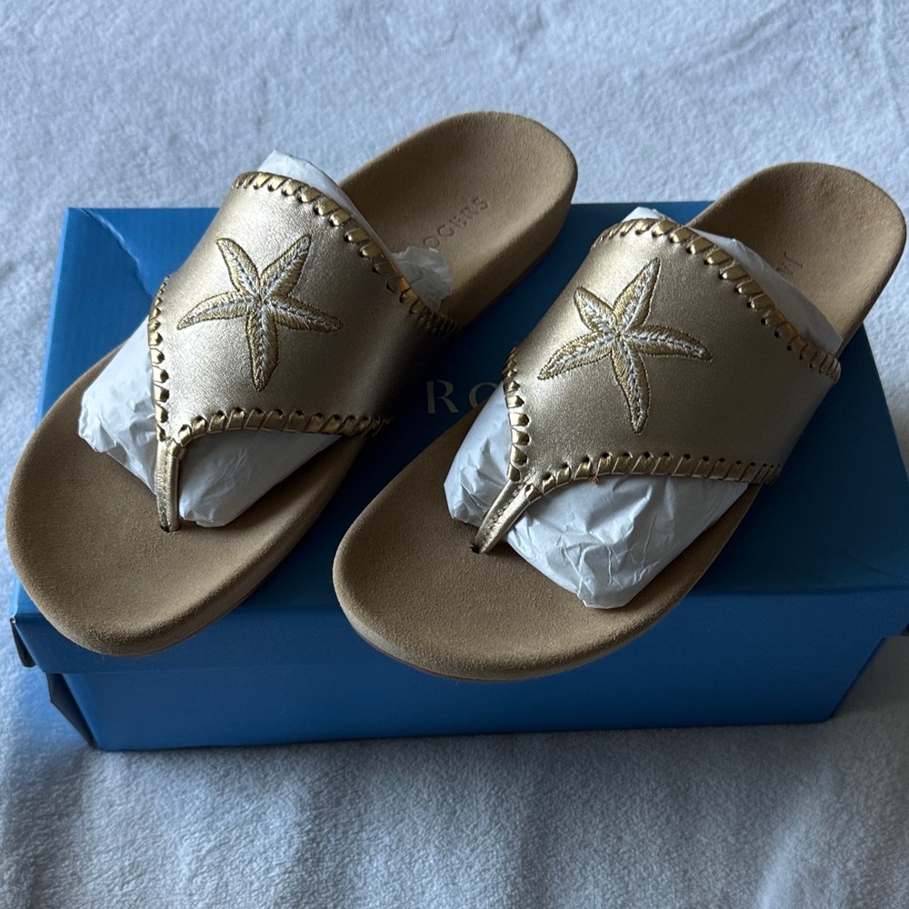 Jack Rogers Gold Starfish Embellished Sandals
